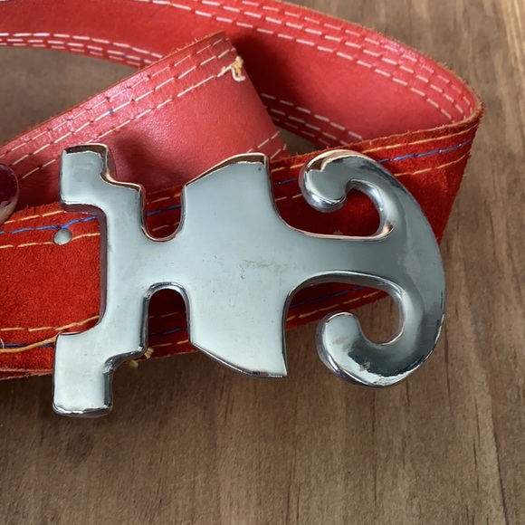 APPLAUSE VINTAGE ORANGE LEATHER STITCH BELT DISCO HIPPIE main image 4